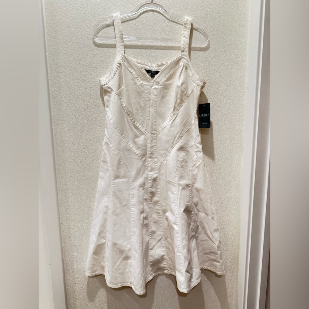 Lauren Ralph Lauren Denim Midi Dress in White Cotton